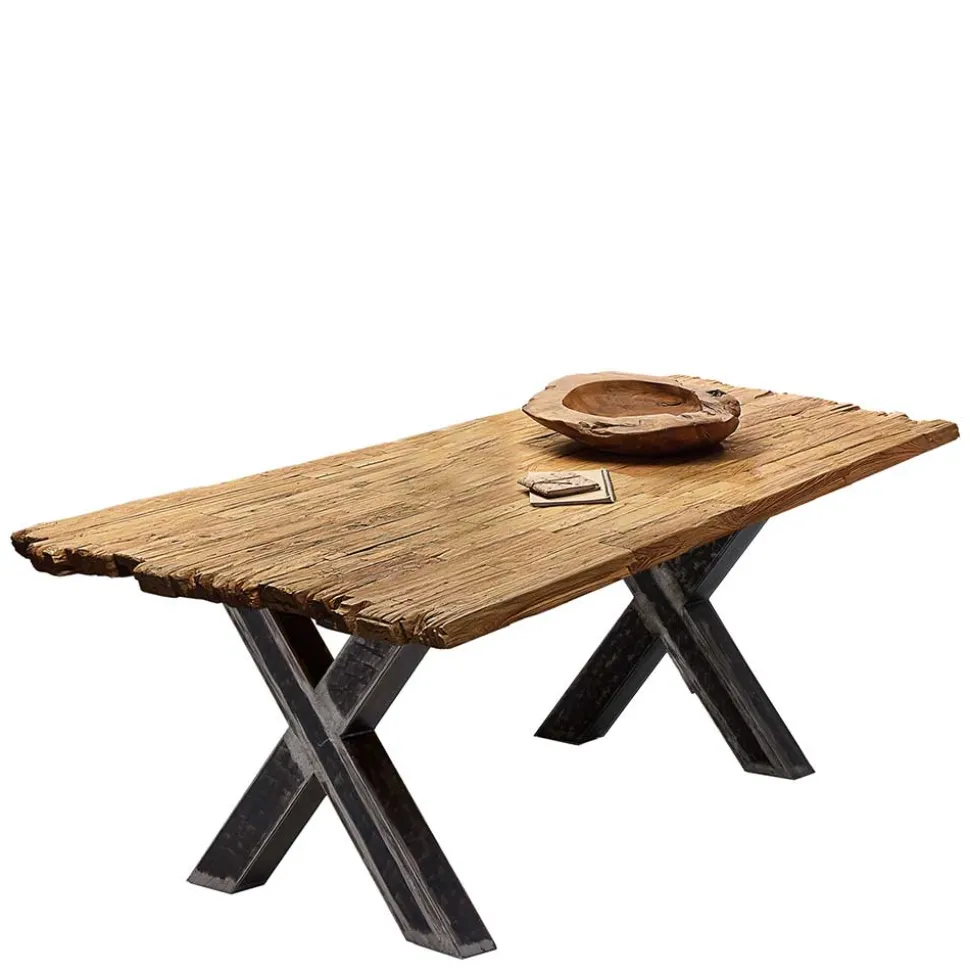 Teak Recyclingholz Tisch mit X Füßen - Omegon