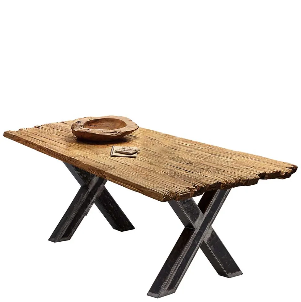 Teak Recyclingholz Tisch mit X Füßen - Omegon