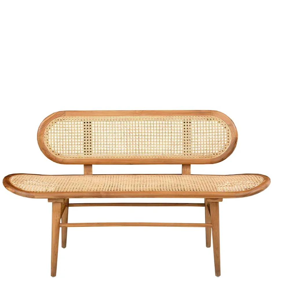 Teak Wohnraum Bank mit Wiener Geflecht - Feliana