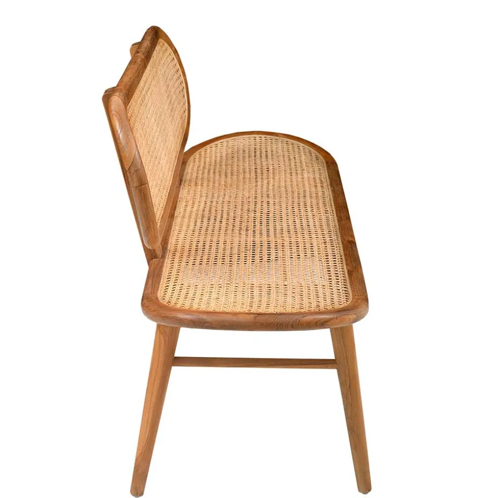 Teak Wohnraum Bank mit Wiener Geflecht - Feliana