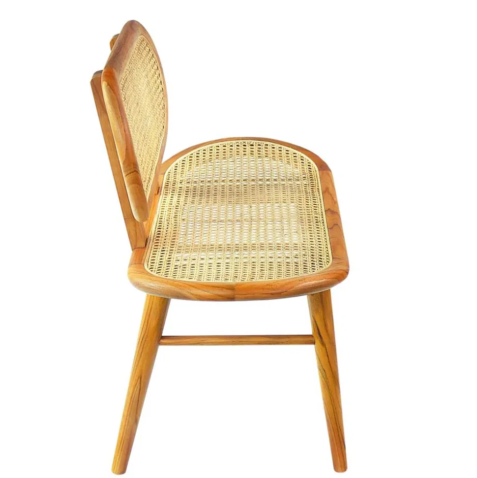 Teak Wohnraum Bank mit Wiener Geflecht - Feliana