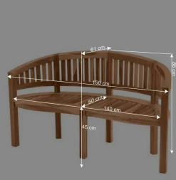 Teakholz Bananenbank für Garten 150x86x61 - Klahuma