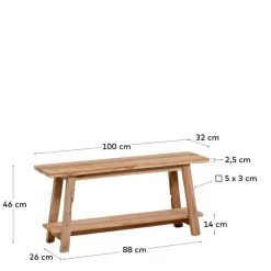 Teakholz Bank mit Ablageboden - Romitella