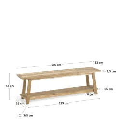 Teakholz Bank mit Ablageboden - Romitella