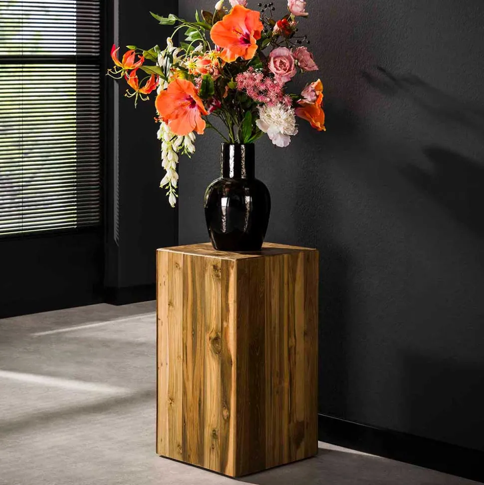 Teakholz Blumensäule modern-rechteckig - Diskus