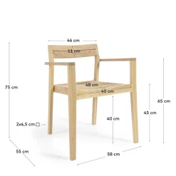 Teakholz Gartenstühle naturbelassen - Ginhopa (6er Set)