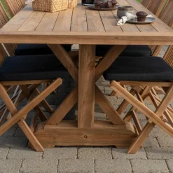 Teakholz Tischgruppe mit acht Stühlen - Kaena (neunteilig)