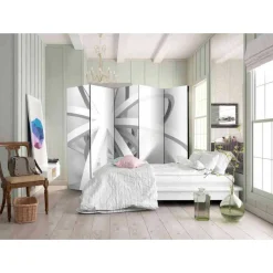 5-teiliger Design Paravent in Weiß Grau - Baladi