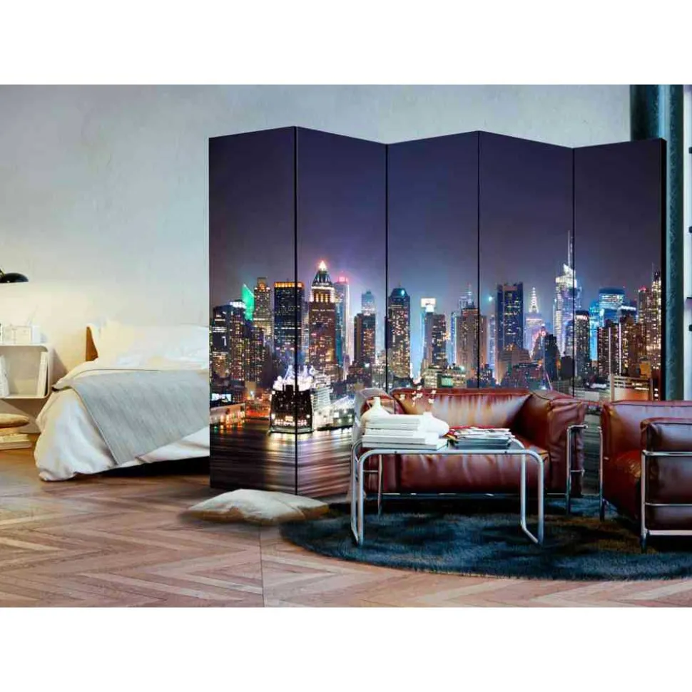 5-teiliger Paravent NYC bei Nacht - Brisco