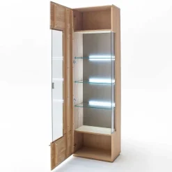 Teilmassive Standvitrine in Eiche Bianco Pontros optional mit LED