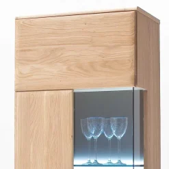 Teilmassive Standvitrine in Eiche Bianco Pontros optional mit LED