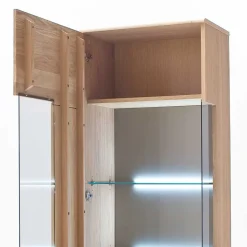 Teilmassive Standvitrine in Eiche Bianco Pontros optional mit LED
