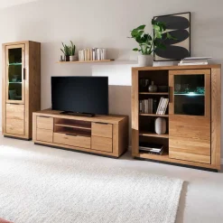 Teilmassive TV Wohnwand - Möbelset - Vlacoma (vierteilig)