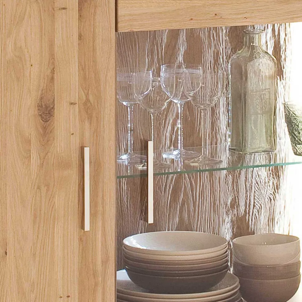 Teilmassive Wohnzimmervitrine in Eiche - Crokas