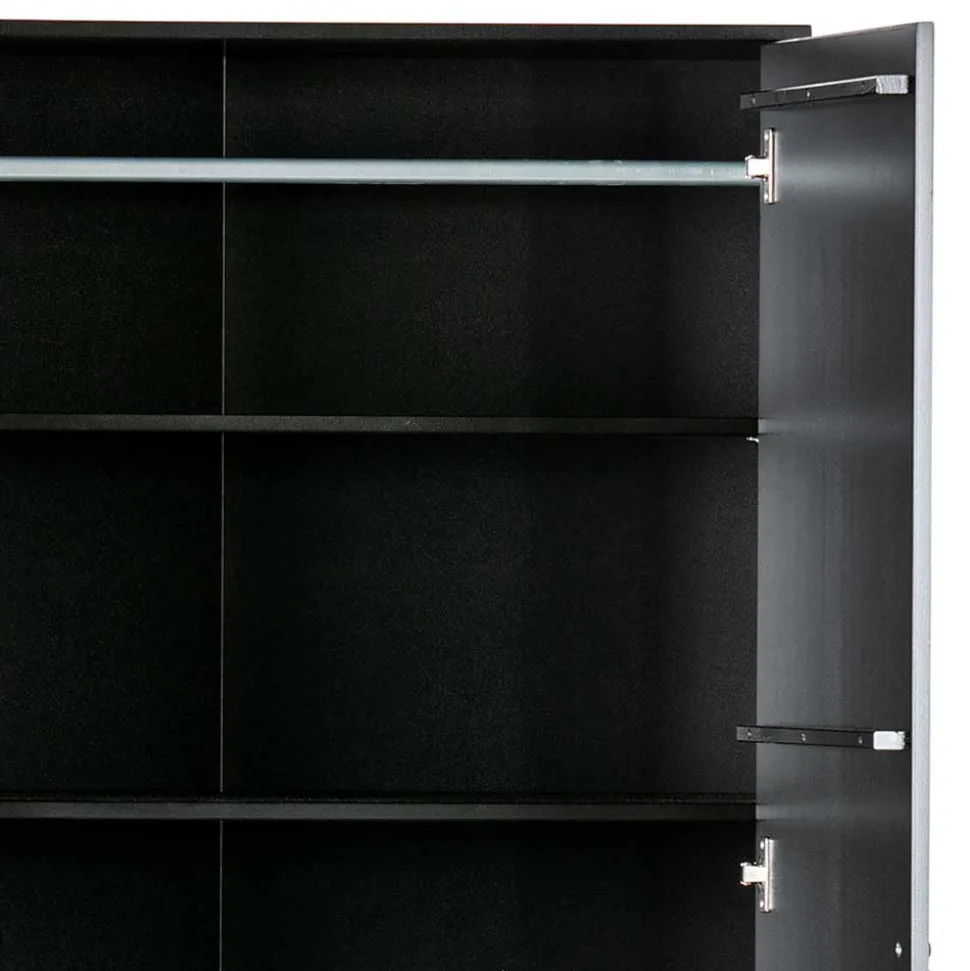Teilmassiver 94x180x40 Kiefernholz Kleiderschrank in Schwarz - Ilvessino