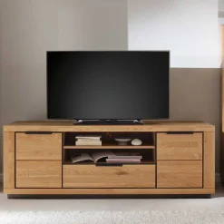 Teilmassives TV Board in Wildeiche und Schwarz - Vlacoma