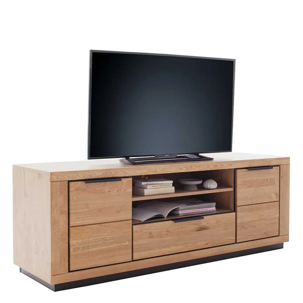 Teilmassives TV Board in Wildeiche und Schwarz - Vlacoma