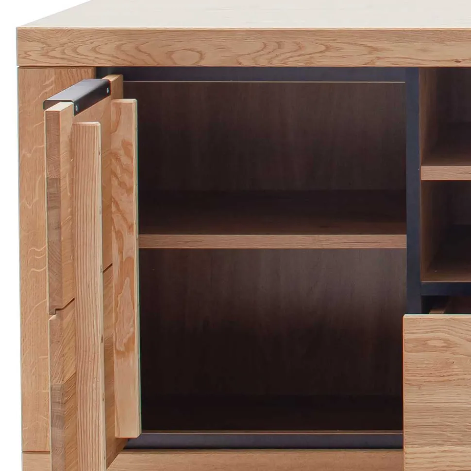 Teilmassives TV Board in Wildeiche und Schwarz - Vlacoma