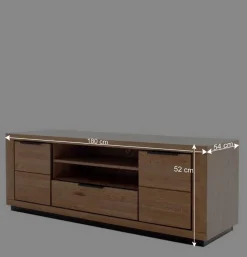 Teilmassives TV Board in Wildeiche und Schwarz - Vlacoma