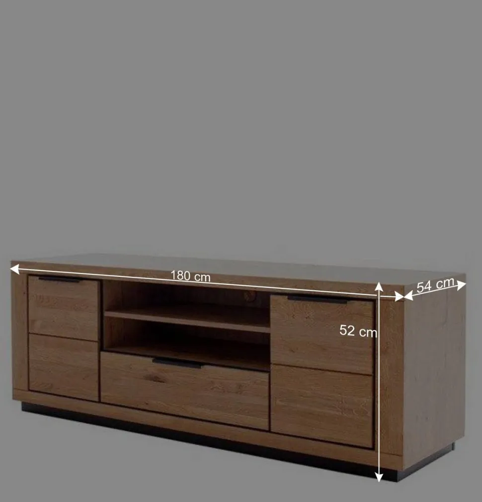 Teilmassives TV Board in Wildeiche und Schwarz - Vlacoma