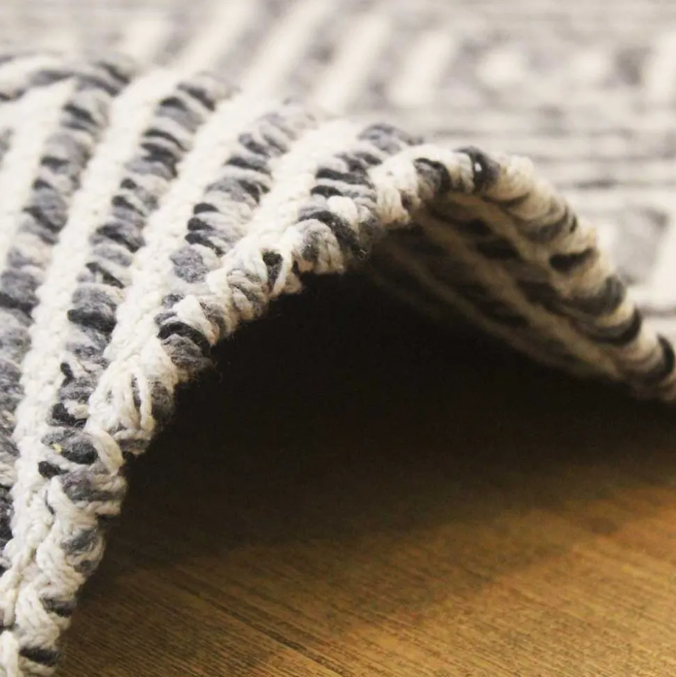 Teppich aus Baumwolle in Grau und Creme - Malinsa