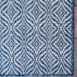 Teppich für Draußen in Dunkelblau und Creme - Argyrio