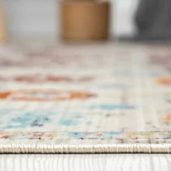 Teppich in Creme mit buntem Floral-Muster - Genyna