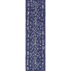 Teppich Läufer im Ethno Design in Blau - Avior