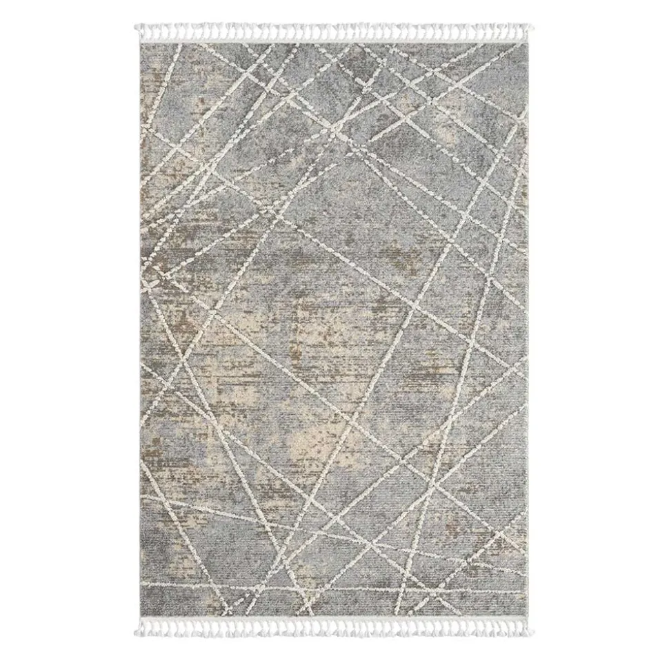 Teppich mit Fransen in Beige & Grau - Fulivia