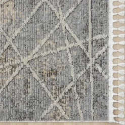 Teppich mit Fransen in Beige & Grau - Fulivia