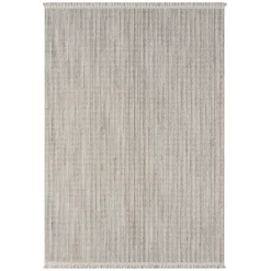 Teppich mit Fransen in Weiß und Hellgrau - Vergil