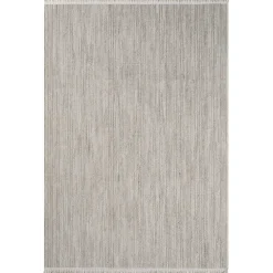 Teppich mit Fransen in Weiß und Hellgrau - Vergil