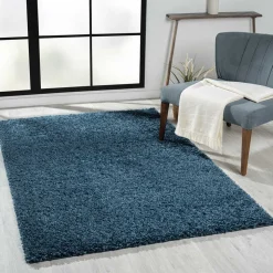 Teppich mit Hochflor in Dunkelblau - Pipev