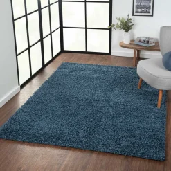 Teppich mit Hochflor in Dunkelblau - Pipev