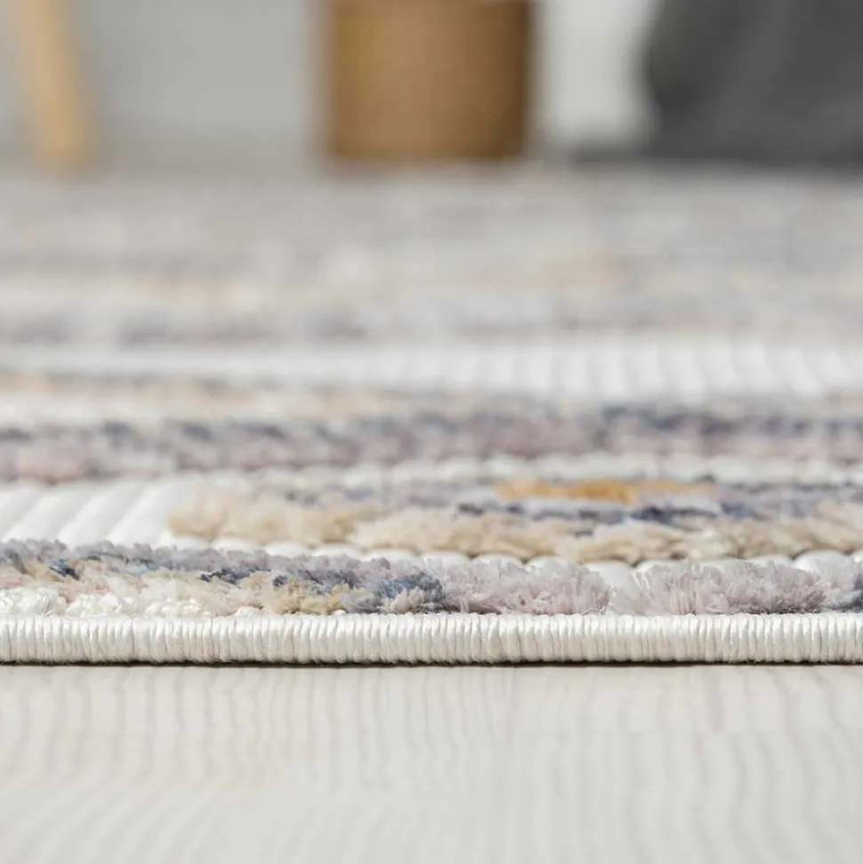 Teppich mit Rauten Muster in Beige und Weiß - Nikolan