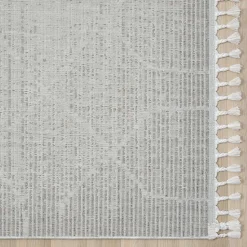 Teppich mit Rautenmuster in Weiß & Hellgrau - Freshna