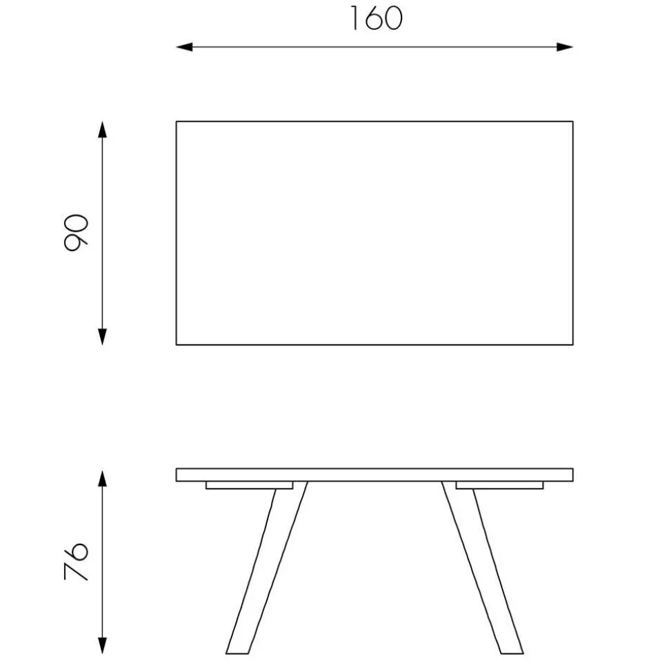 Tisch mit Baumkante Eiche Carmian & Metall Bügelgestell in Weiß