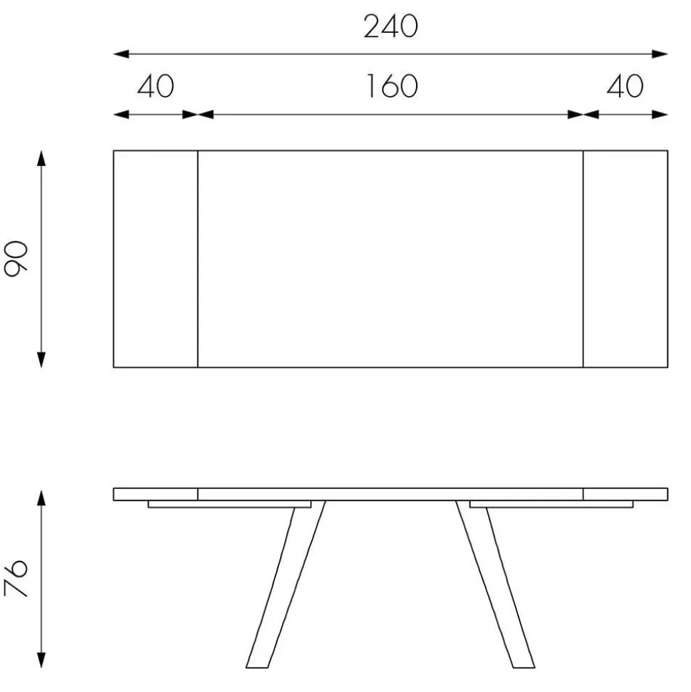 Tisch mit Baumkante Eiche Carmian & Metall Bügelgestell in Weiß
