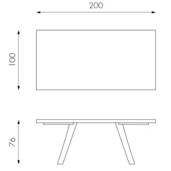 Tisch mit Baumkante Eiche Carmian & Metall Bügelgestell in Weiß