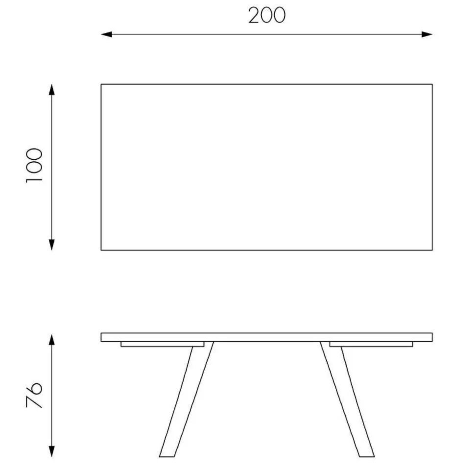Tisch mit Baumkante Eiche Carmian & Metall Bügelgestell in Weiß