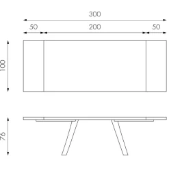 Tisch mit Baumkante Eiche Carmian & Metall Bügelgestell in Weiß