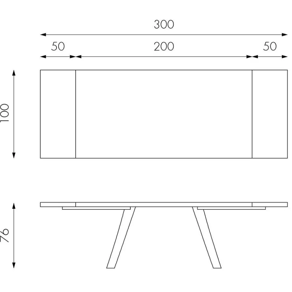 Tisch mit Baumkante Eiche Carmian & Metall Bügelgestell in Weiß