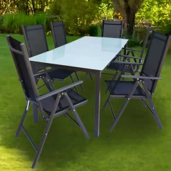 Tisch mit Klappstühlen für den Garten - Anlina (siebenteilig)