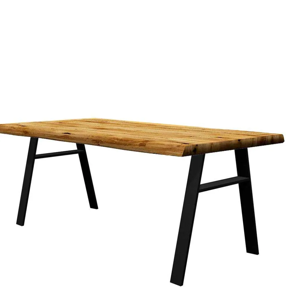 Tisch mit Naturkante Eichenholz Platte - Basilius