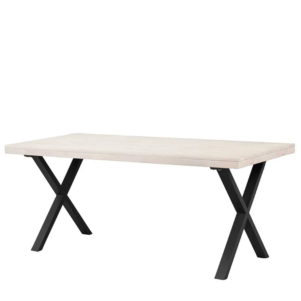 Tisch mit Whitewash Eichenplatte & X-Füßen - Durense