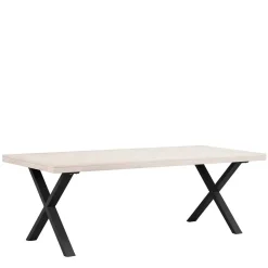 Tisch mit Whitewash Eichenplatte & X-Füßen - Durense