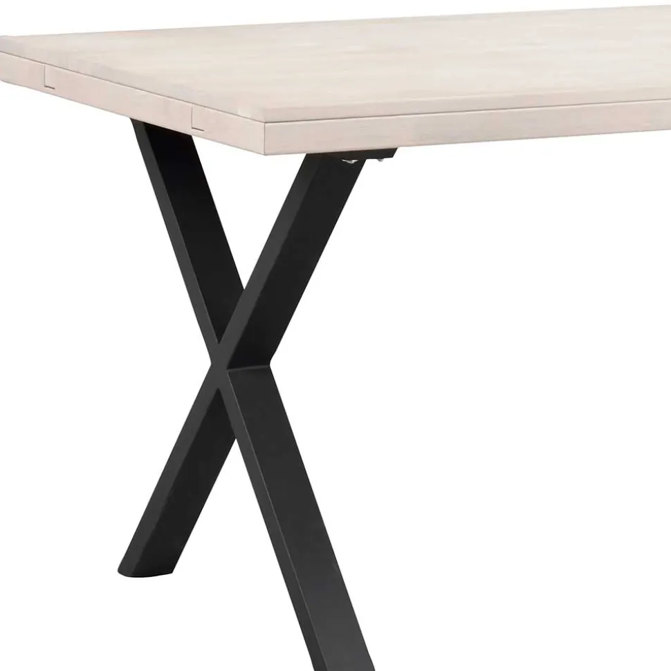 Tisch mit Whitewash Eichenplatte & X-Füßen - Durense