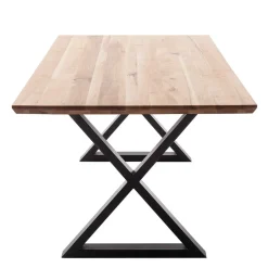 Tisch mit X-Gestell und Zerreiche Platte - Aljawis