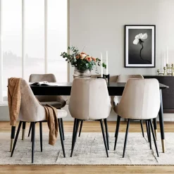 Tischgruppe in Schwarz & Beige - Orgevia (siebenteilig)