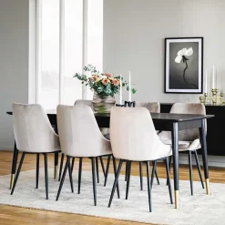 Tischgruppe in Schwarz & Beige - Orgevia (siebenteilig)